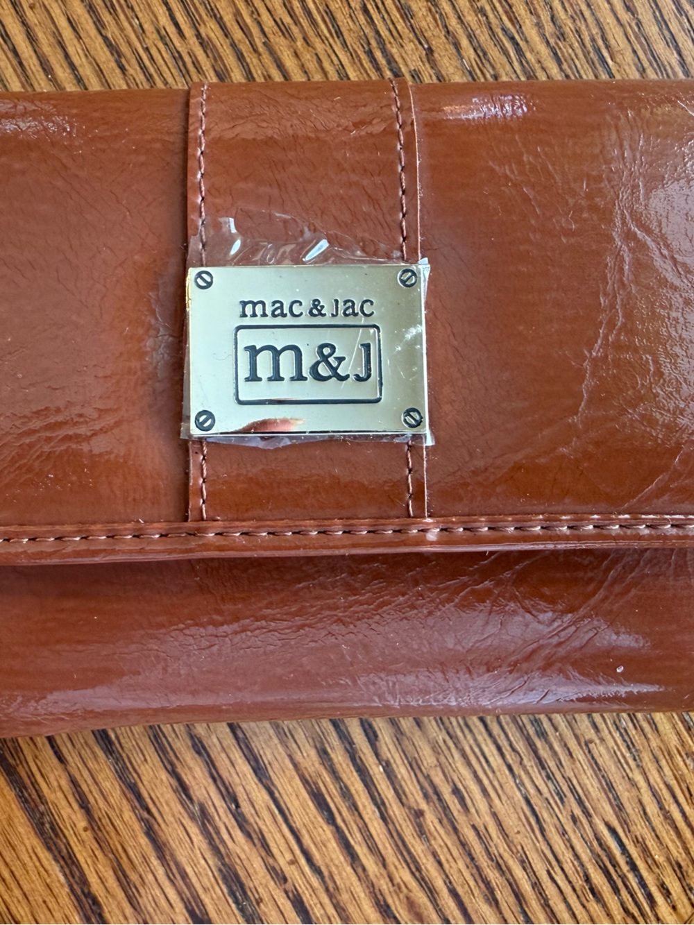 mac & jac Brown Leather Wallet with Metal Logo Plate